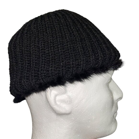 Womens Cap Black One Size Hat Thicken Winter Warm Knitted mink fur - Picture 12 of 12